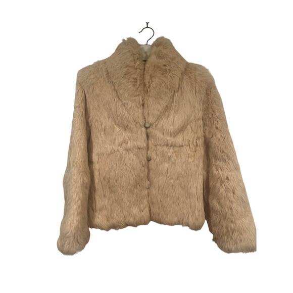 Vintage Women’s Rabbit Fur Short Beige Jacket Small - Picture 2 of 12